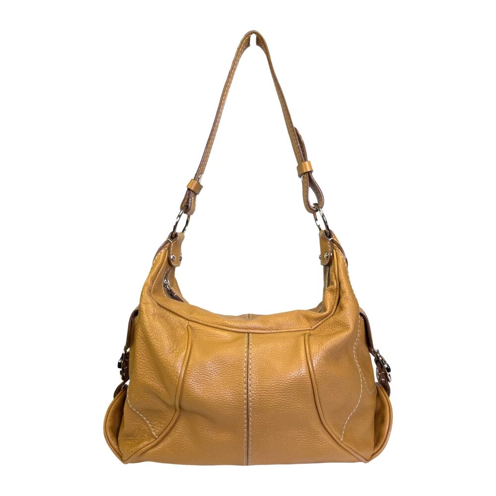 Tod’s Pebbled Leather Large Hobo Shoulder Bag Tan Brown Made In Italy